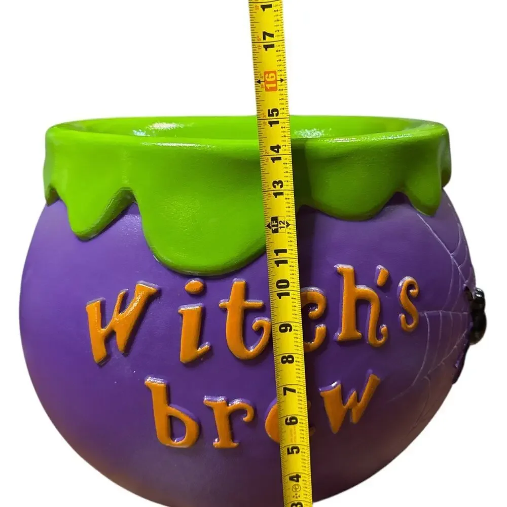 Mr. Christmas Halloween Cauldron Purple Green Orange Lit Blow Mold Candy Bowl